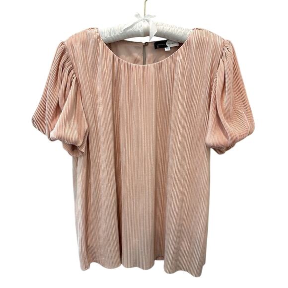 PIPER & SCOOT | Pink Sparkle Pleated Puff Sleeve Top | Size 1X - Picture 1 of 7